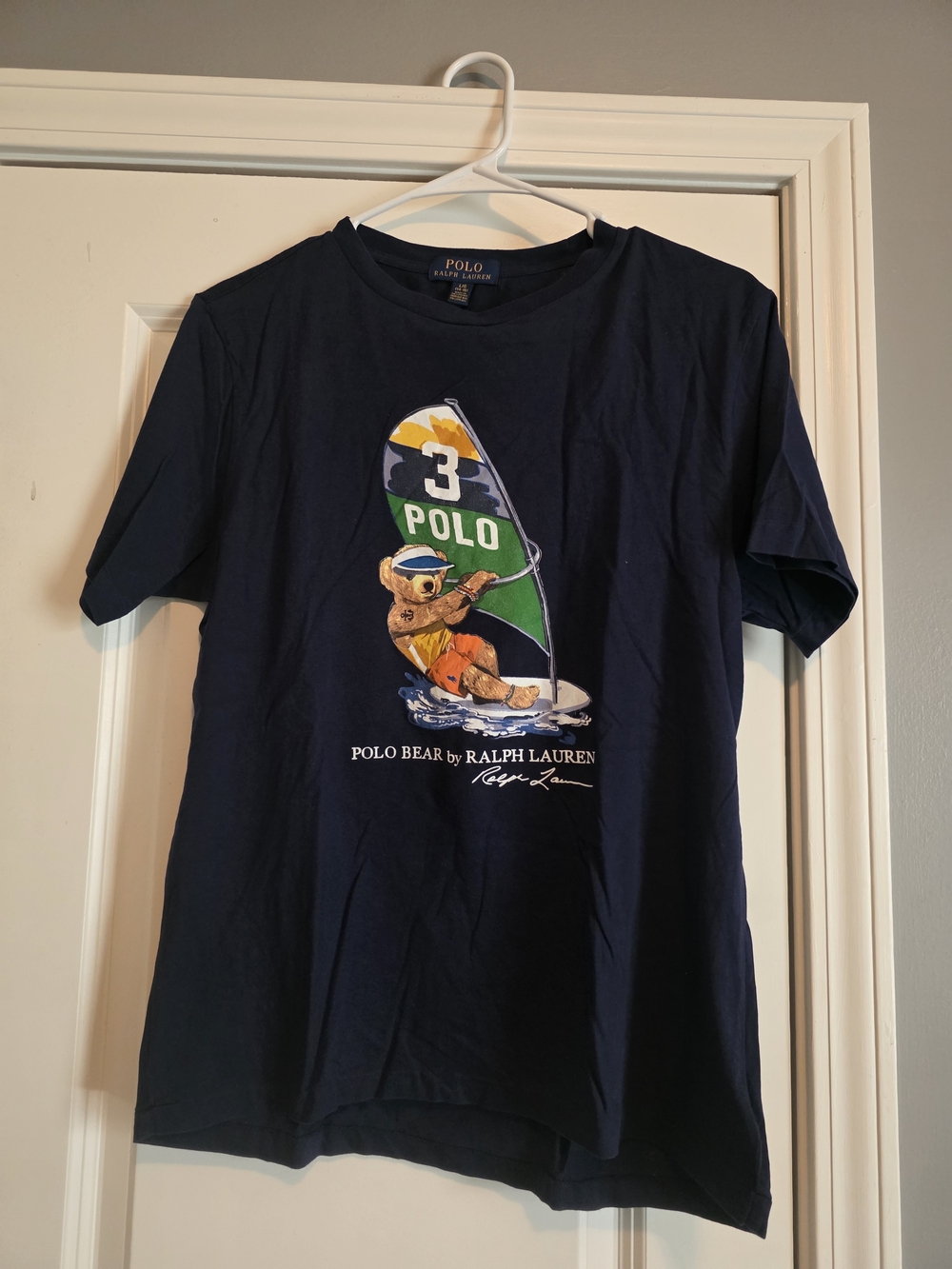 Boys Polo by Ralph Lauren Navy Bear Sail Short Sleeve Tee  Larhr